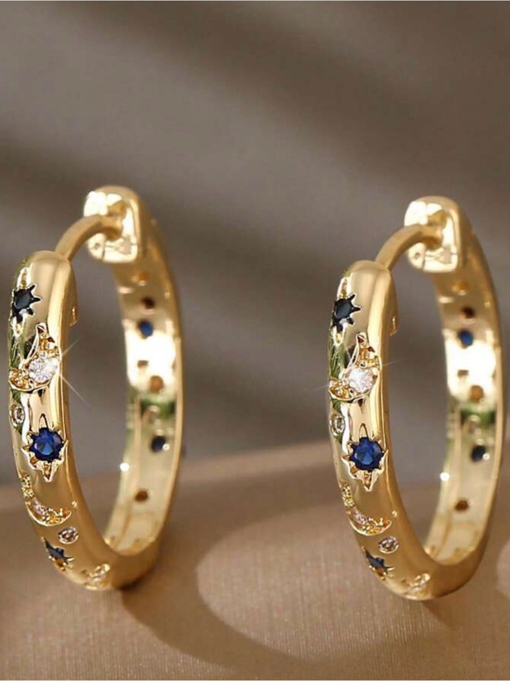 14K Gold Plated Celestial Star & Chunky Hoop Earrings
